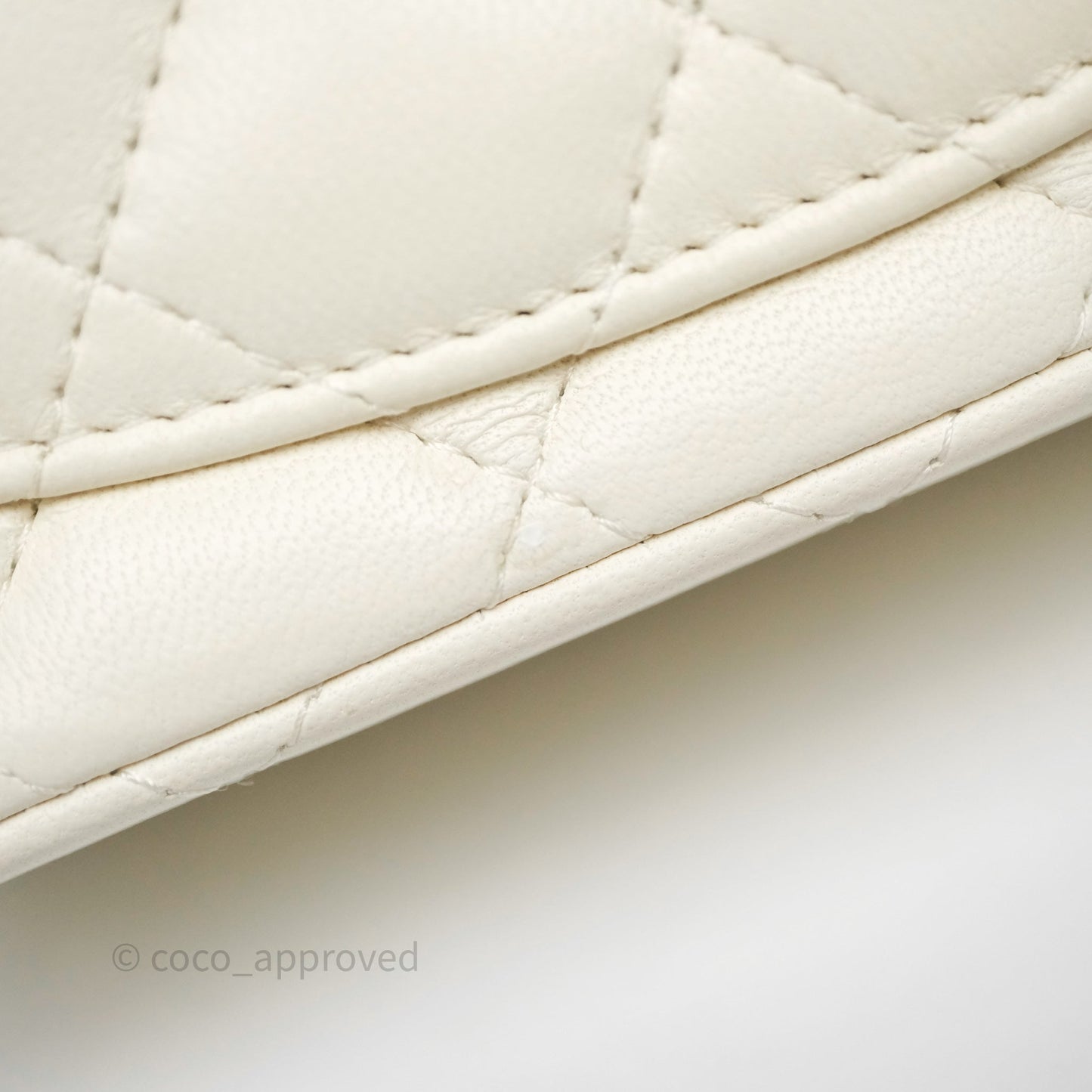 Chanel Quilted Mini Square White Lambskin Gold Hardware