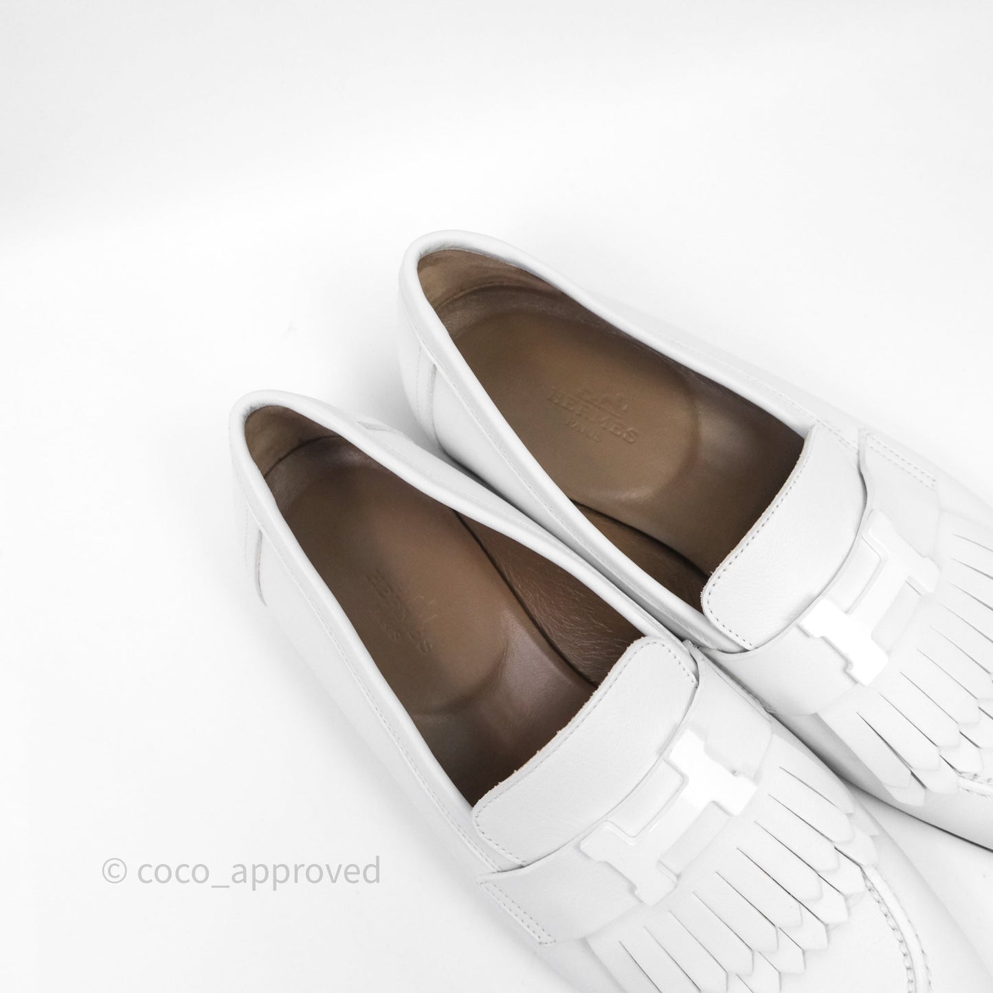 Hermès Royal Loafers White Calfskin Size 38