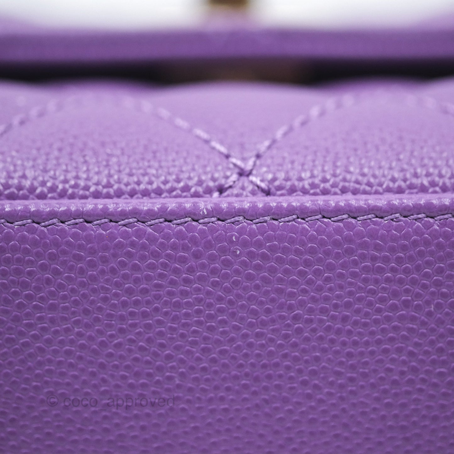 Chanel Quilted Mini Coco Handle Caviar Purple Gold Hardware