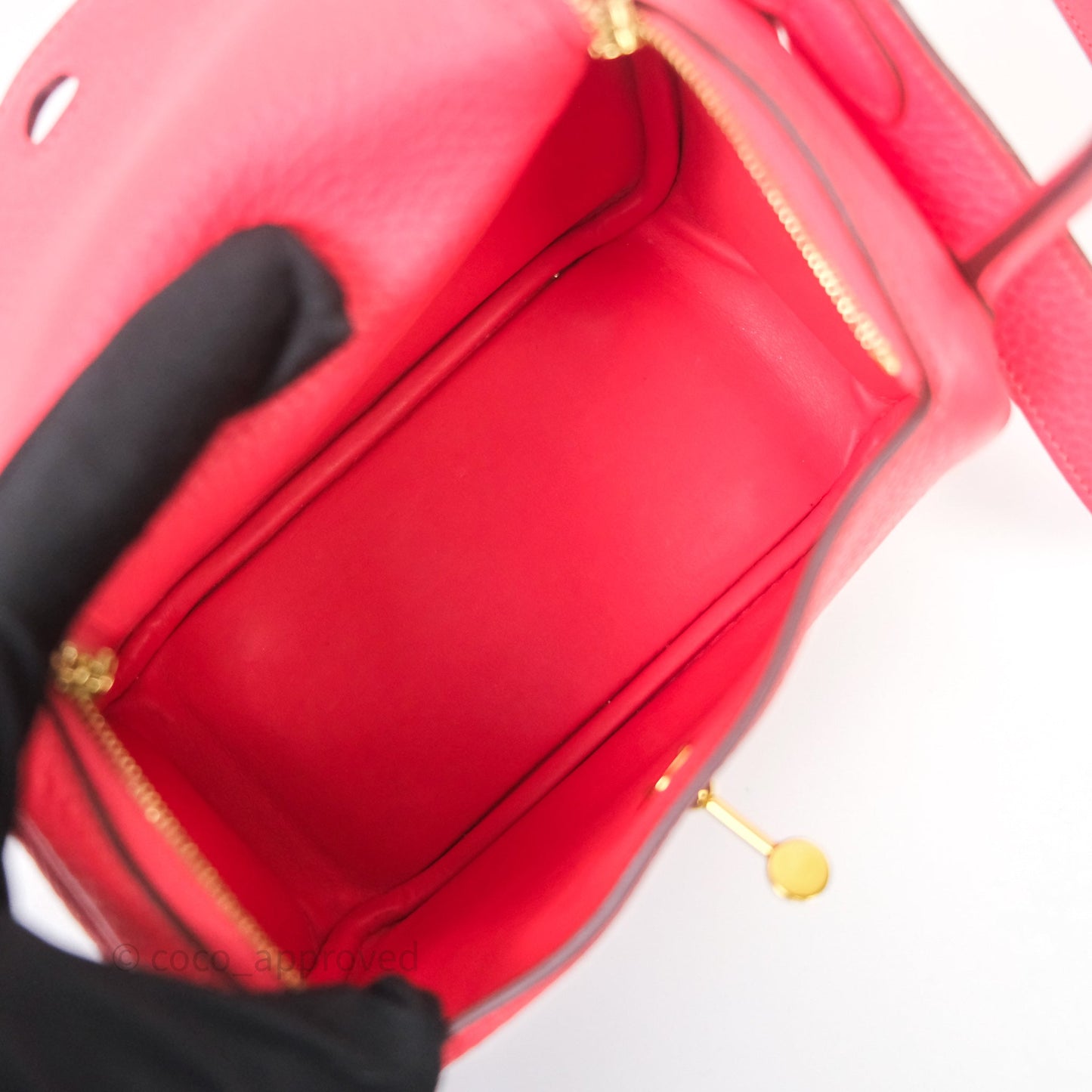 Hermès Mini Lindy 0E Rose Texas Clemence Gold Hardware