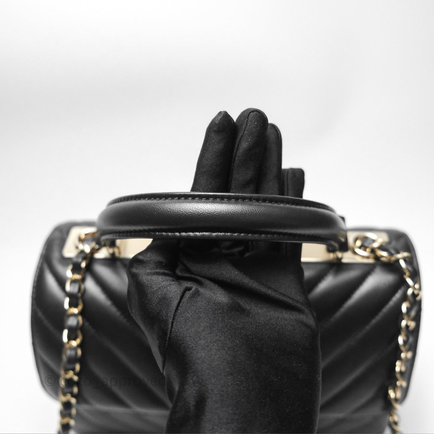 Chanel Small Trendy CC Black Chevron Lambskin Gold Hardware