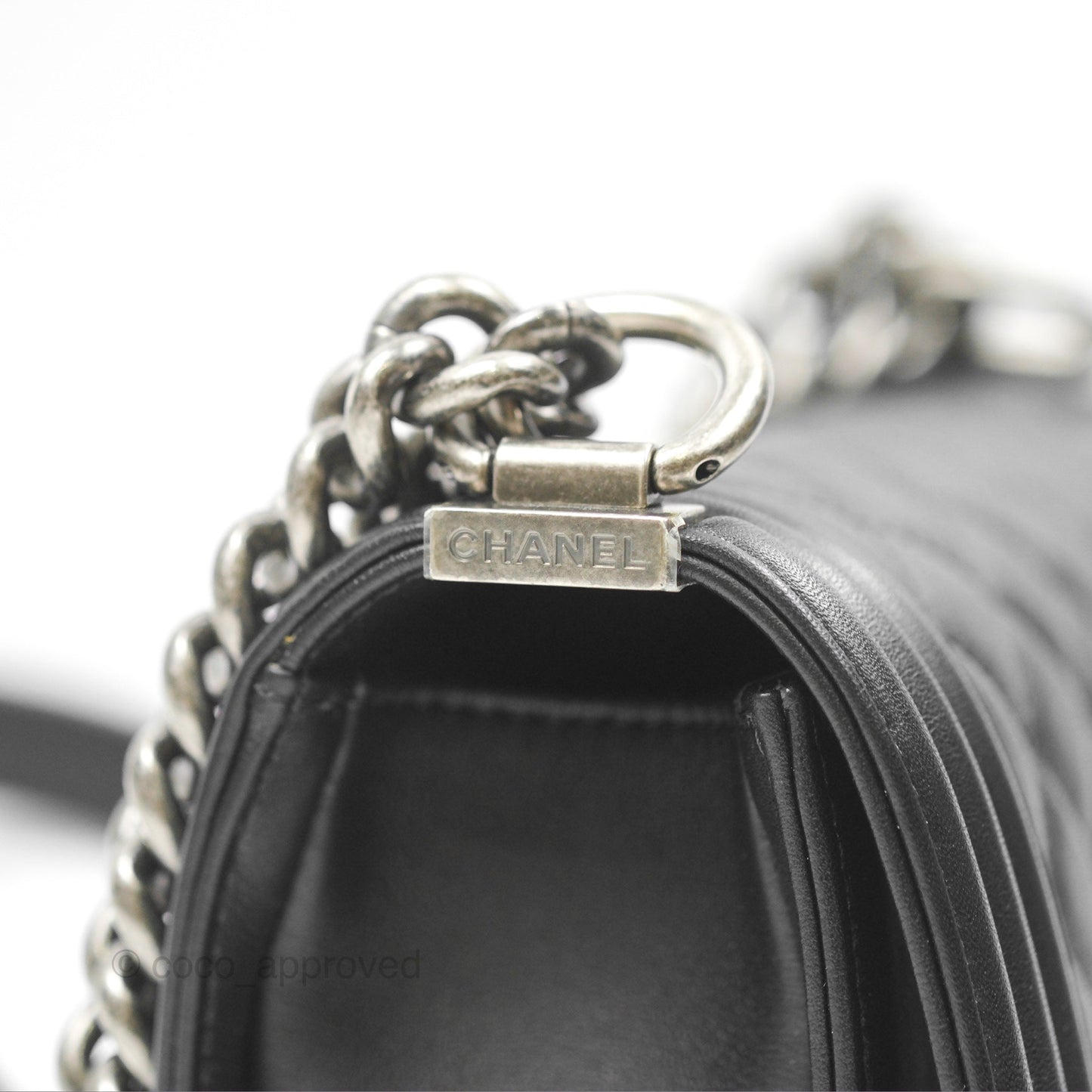 Chanel Small Boy Quilted Black Calfskin Ruthenium Hardware
