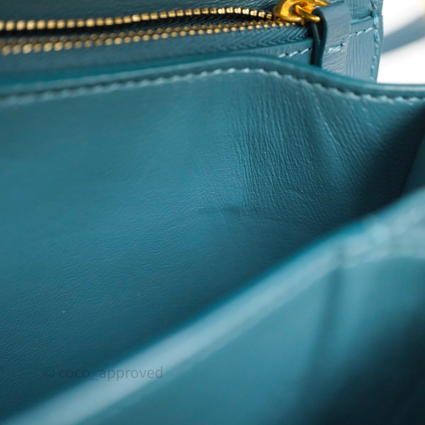 Celine Medium Classic Box Flap Blue Green Calfskin Gold Hardware