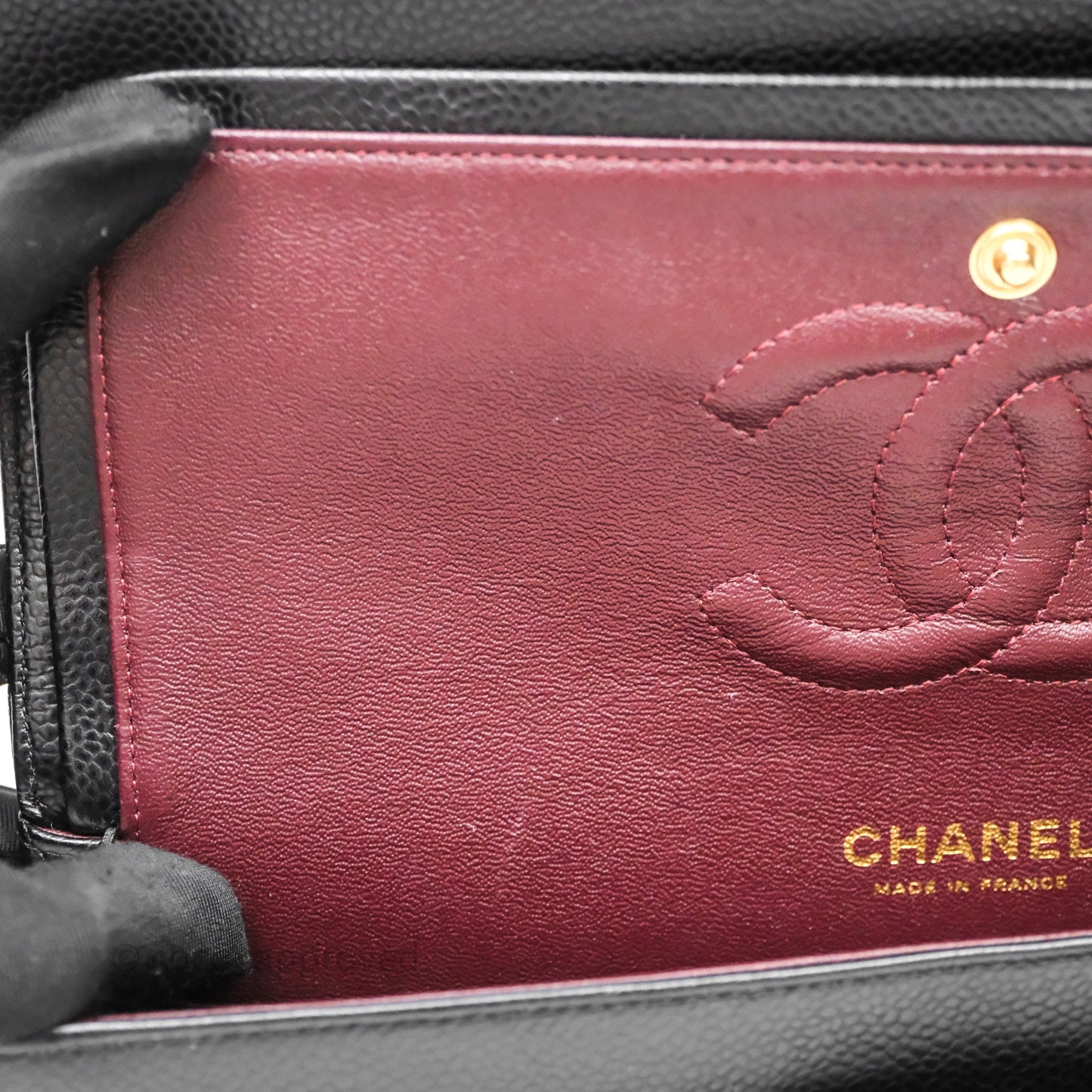 Chanel Quilted Classic M/L Medium Flap Black Caviar Gold Hardware