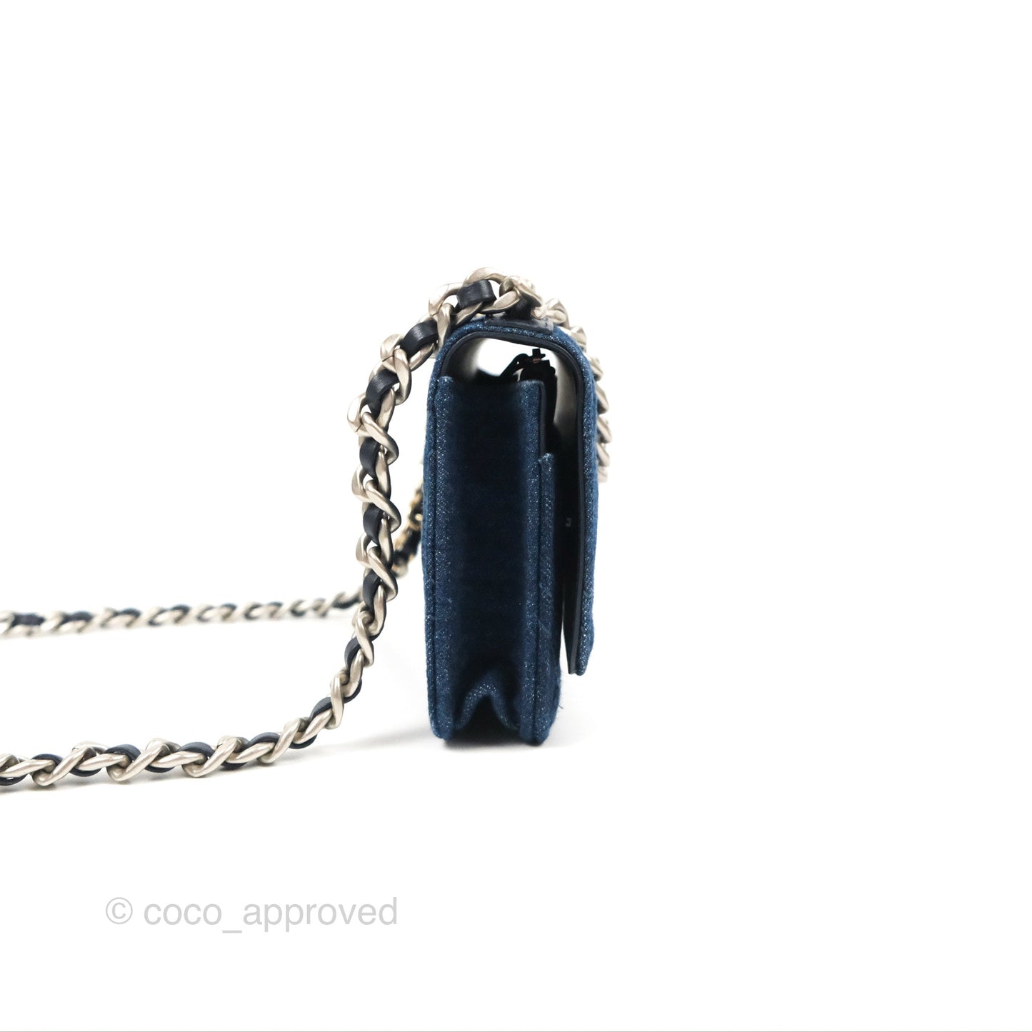 Chanel 19 Wallet on Chain WOC Blue Denim Mixed Hardware