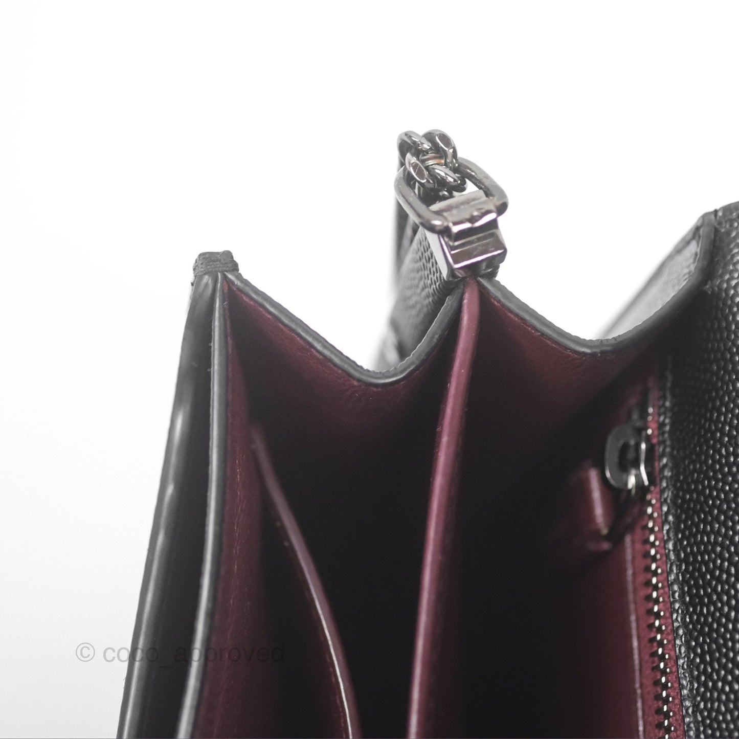 Saint Laurent Cassandra in Grain De Poudre Embossed Leather Black