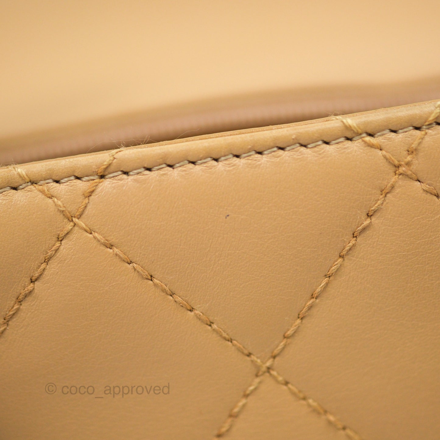 Chanel Vintage Jumbo Beige Flap Bag Lambskin Enamel Hardware