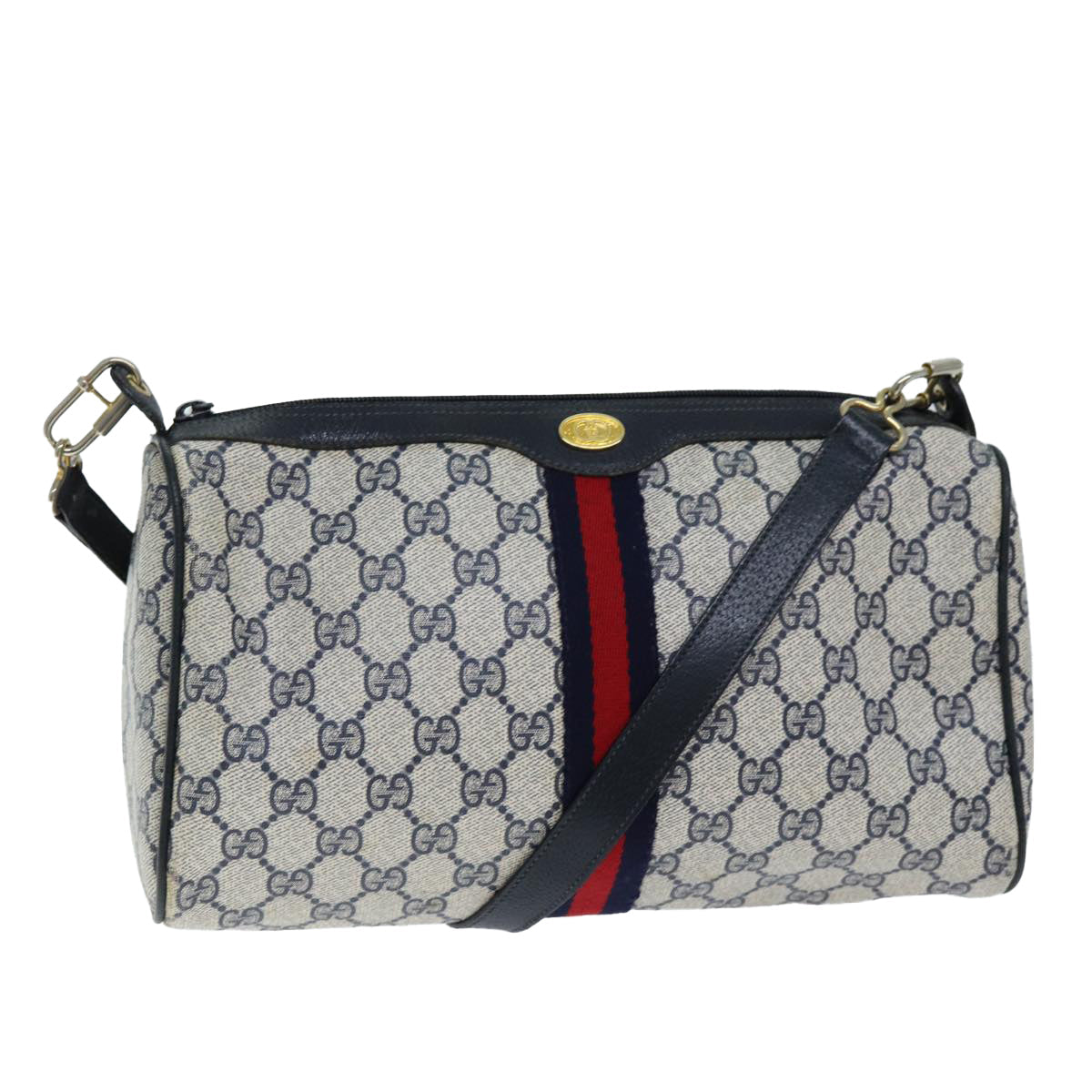 Luxury Gucci Trending 2025 GG Supreme Sherry Line Shoulder Bag PVC Navy Red 41 02 017  73591