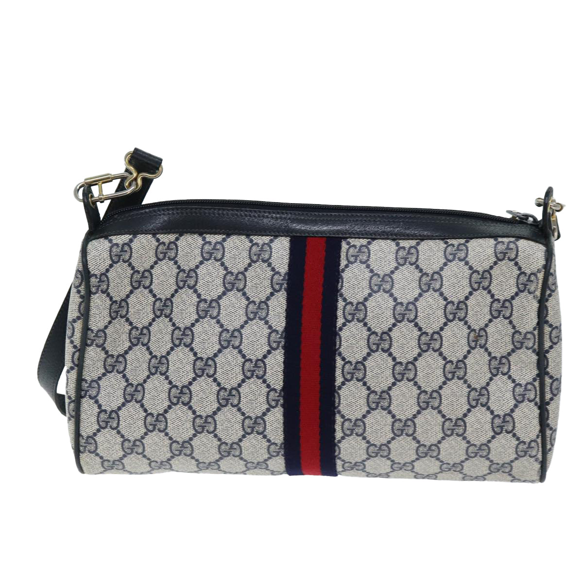 Luxury Gucci Trending 2025 GG Supreme Sherry Line Shoulder Bag PVC Navy Red 41 02 017  73591