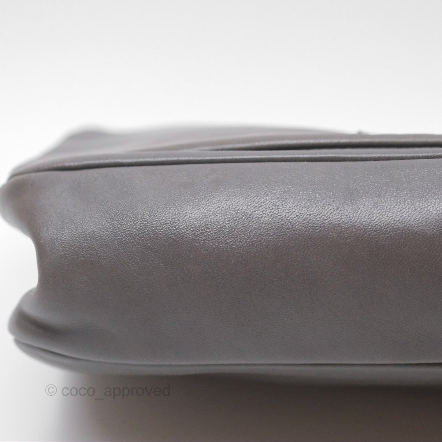 Chanel Studded CC East West Flap Shoulder Bag Lambskin Dark Grey