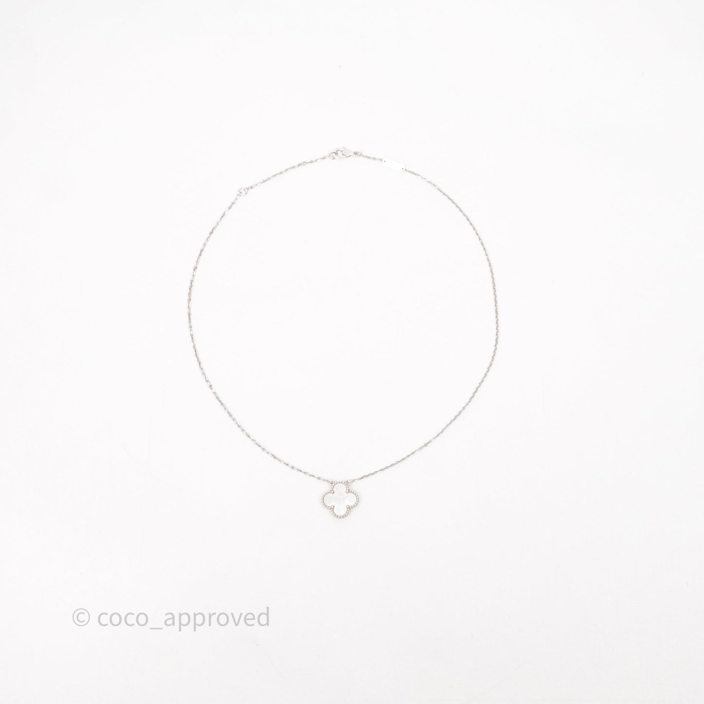 Van Cleef & Arpels Vintage Alhambra Pendant Necklace White Mother-of-pearl White Gold