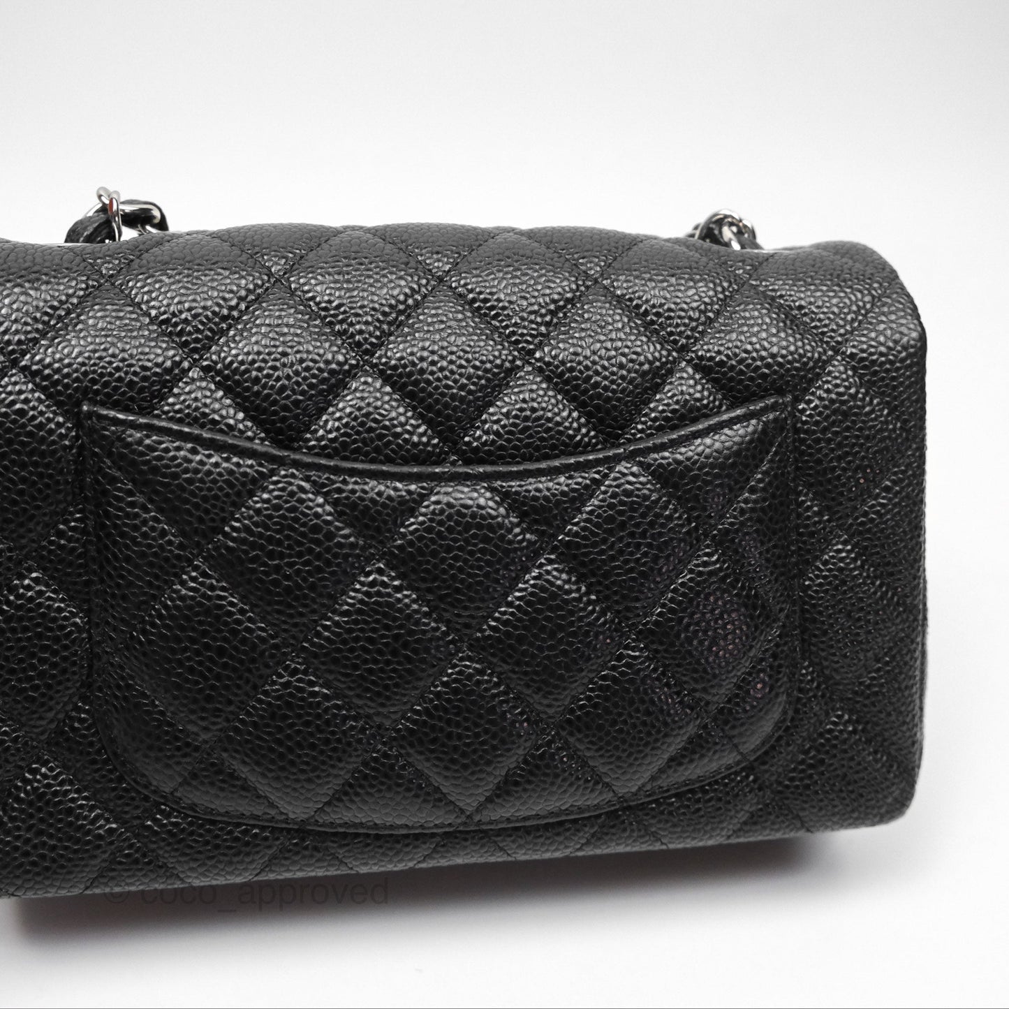 Chanel Mini Rectangular Flap Quilted Black Caviar Silver Hardware