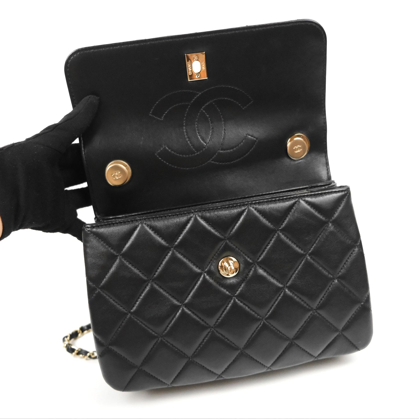 Chanel Trendy CC Small Black Lambskin Gold Hardware