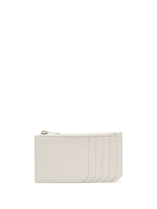 Luxury Saint Laurent Fragment Zipper Card Wallet Blanc Vintage