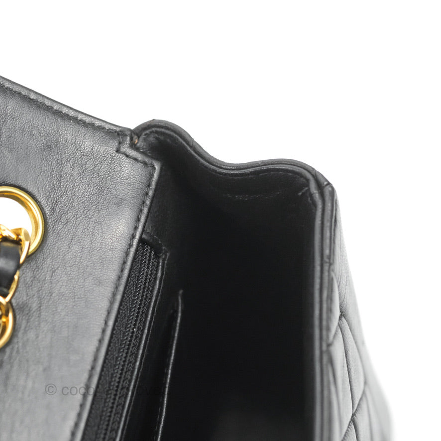 Chanel Vintage Small Flap Bag Black Lambskin 24K Gold Hardware