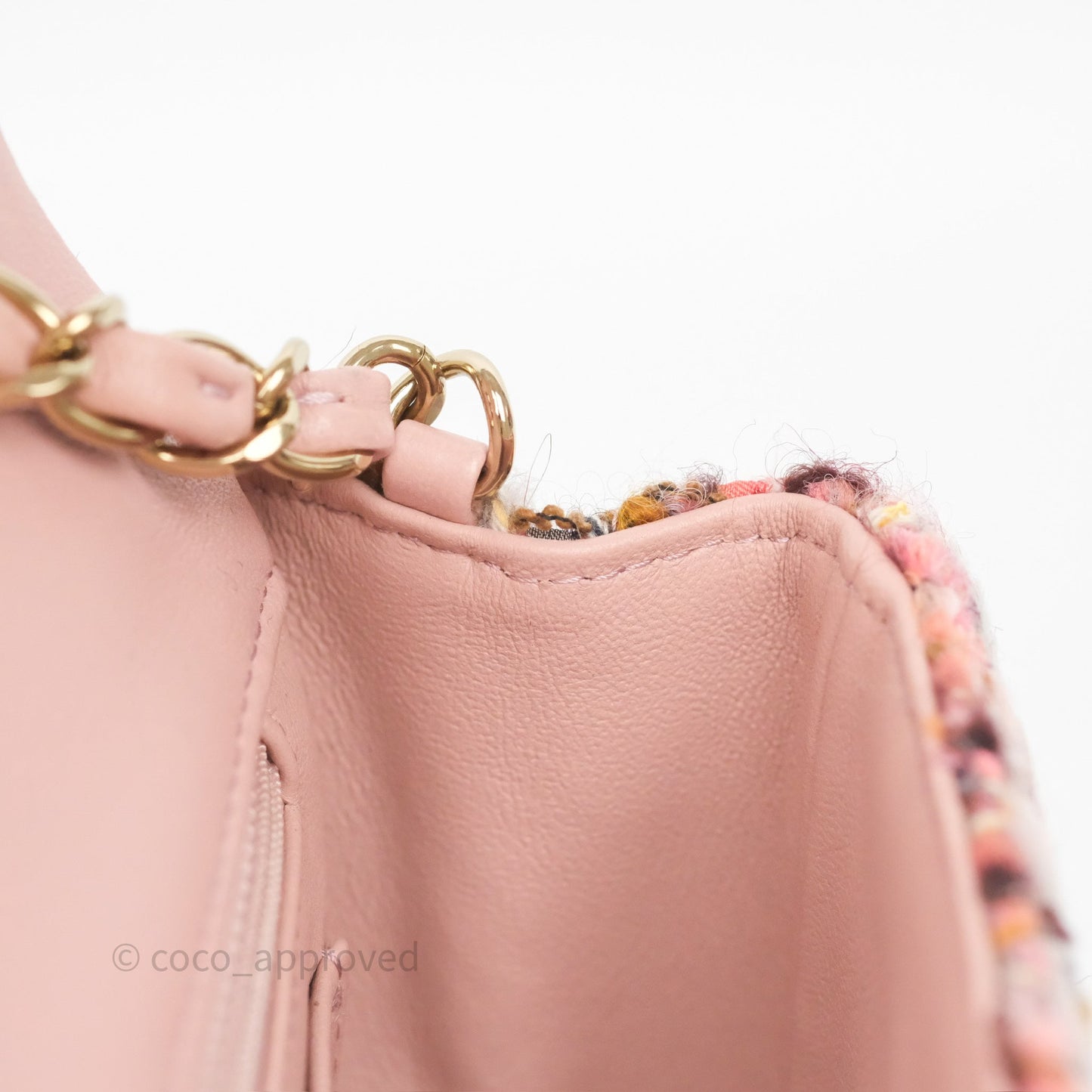 Chanel Mini Rectangular Pink Burgundy Tweed Gold Hardware 23K