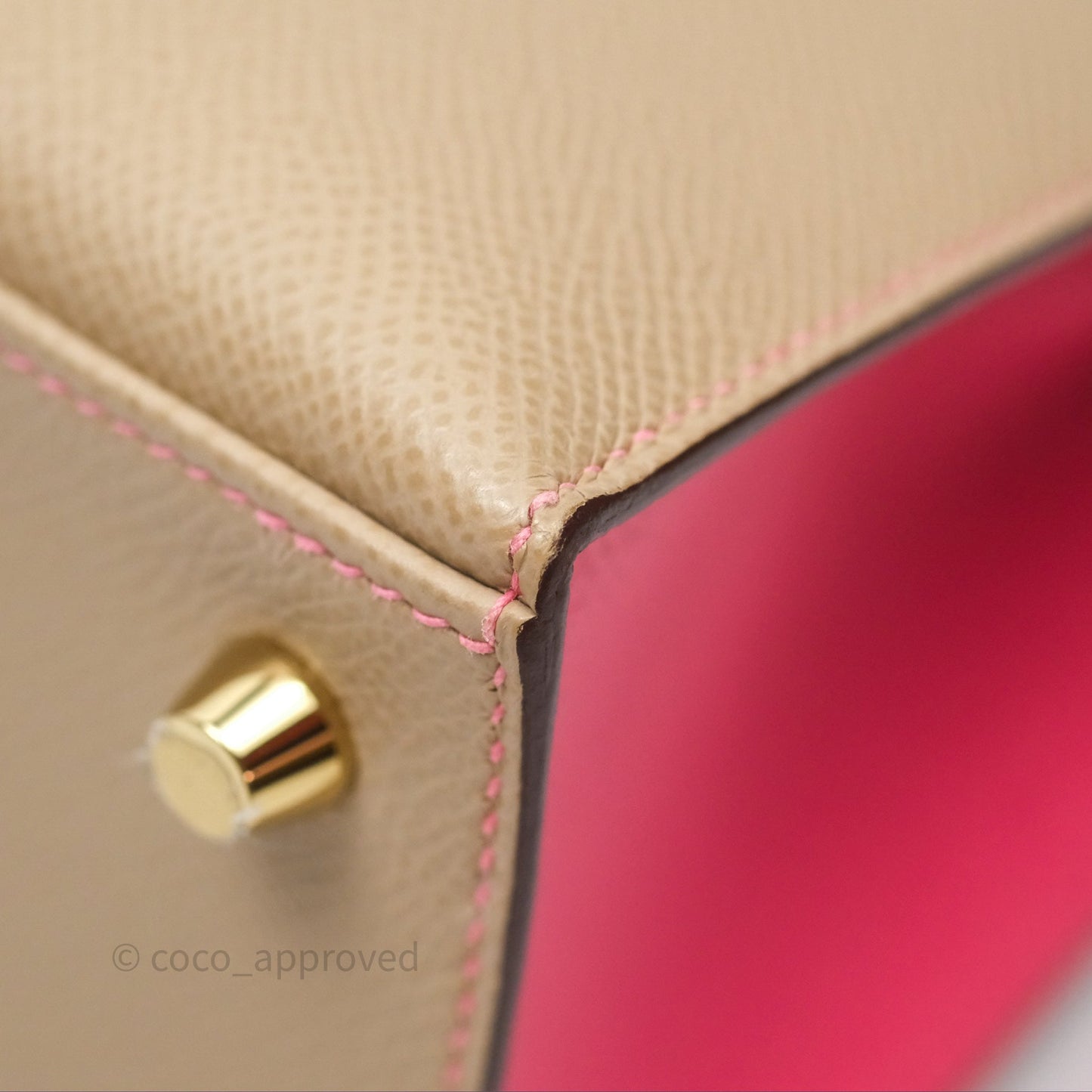 Hermès Kelly 25 Sellier Begie/Pink Epsom Gold Hardware