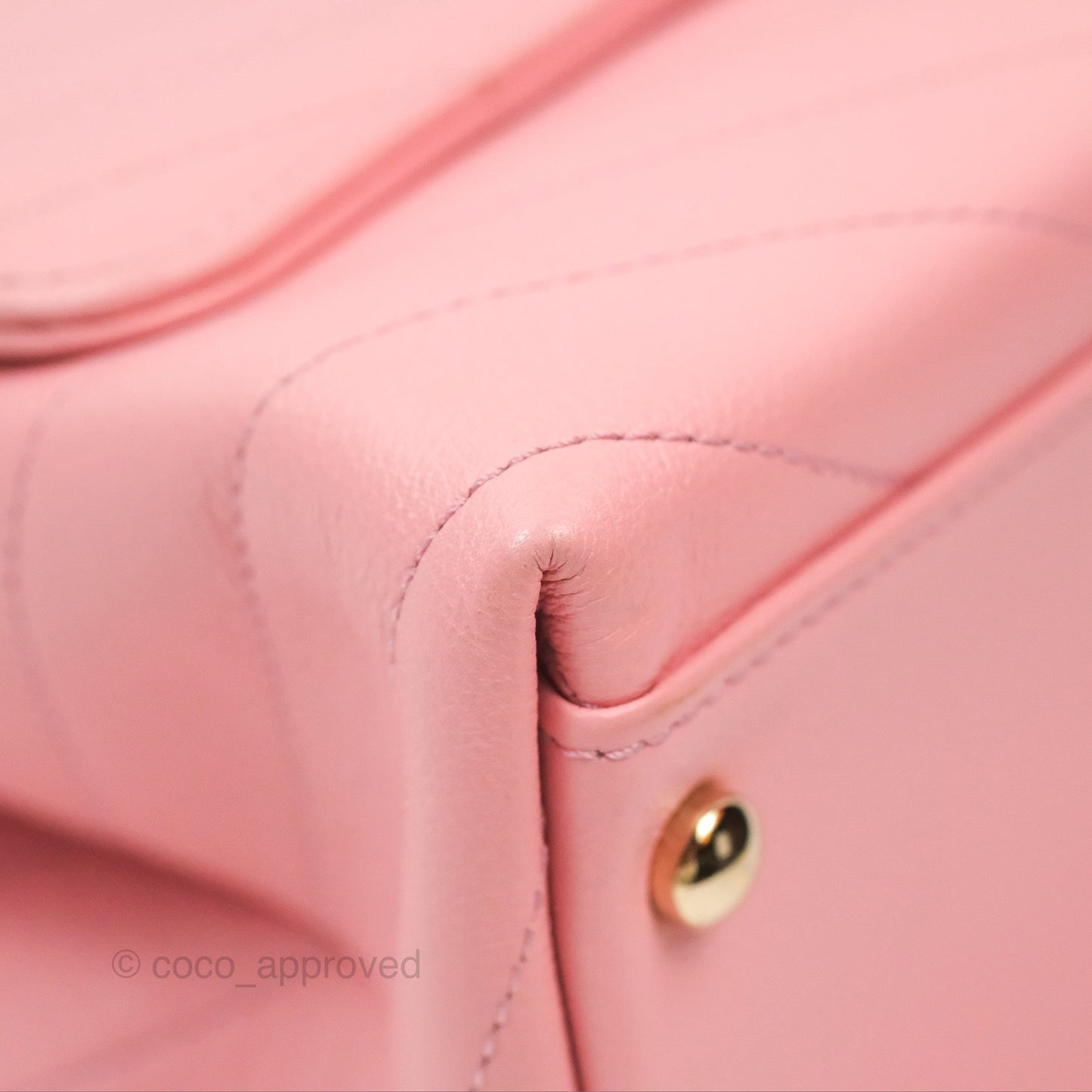 Chanel Small Chevron Chic Top Handle Flap Pink Grained Calfskin Gold Hardware