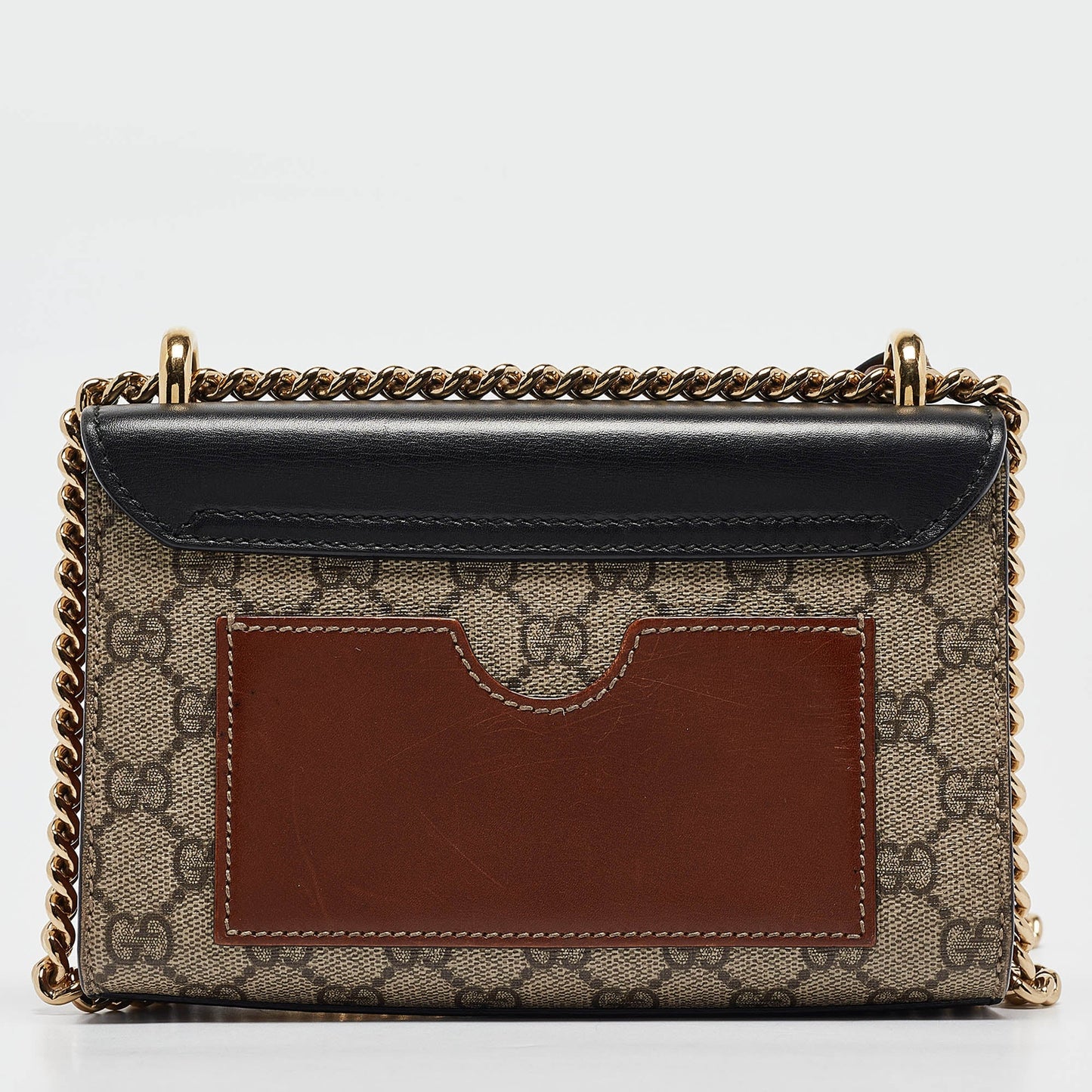 Luxury Gucci Trending 2025 Black/beige Gg Supreme Canvas And Leather Small Padlock Shoulder Bag..