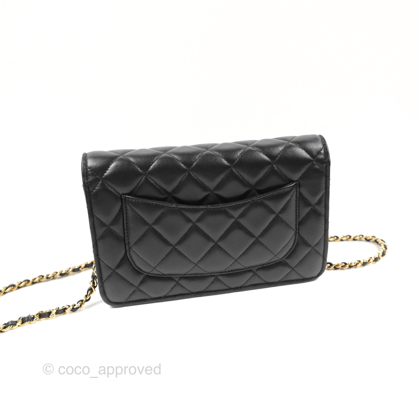 Chanel Classic Quilted Wallet on Chain WOC Black Lambskin Gold Hardware