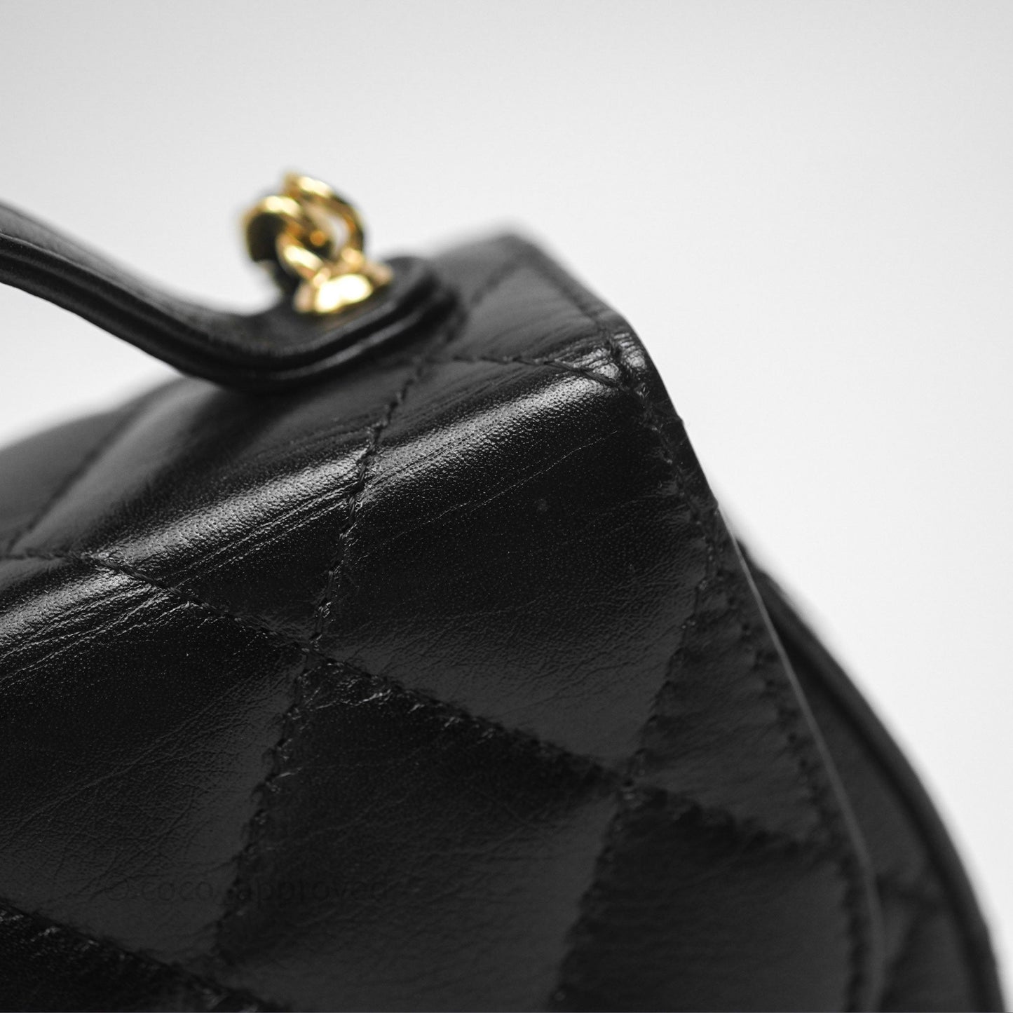 Chanel Quilted Phone Holder with Chain Black Shiny Calfskin Gold Hardware 23A