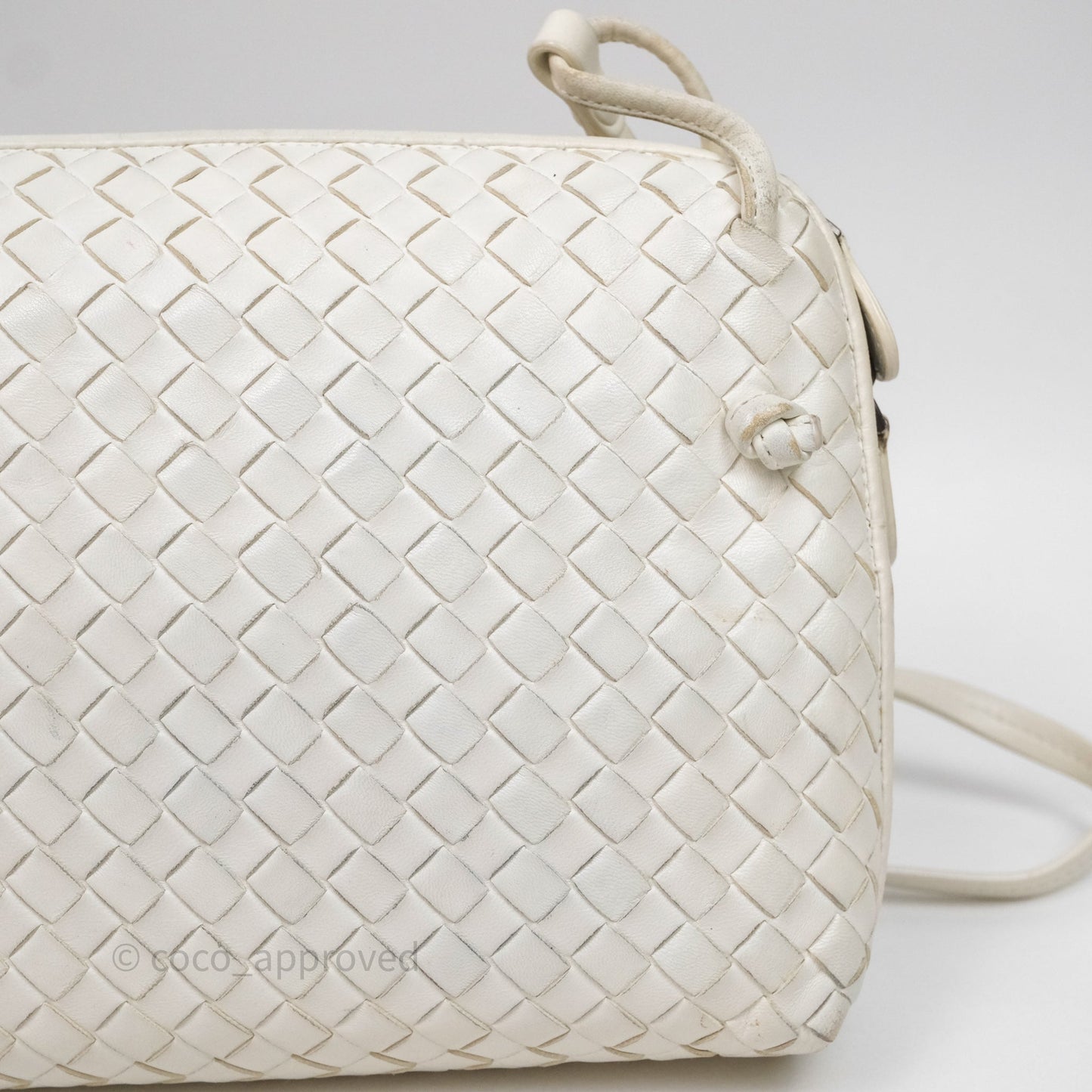 Bottega Veneta Nodini Crossbody Bag White Nappa Intrecciato