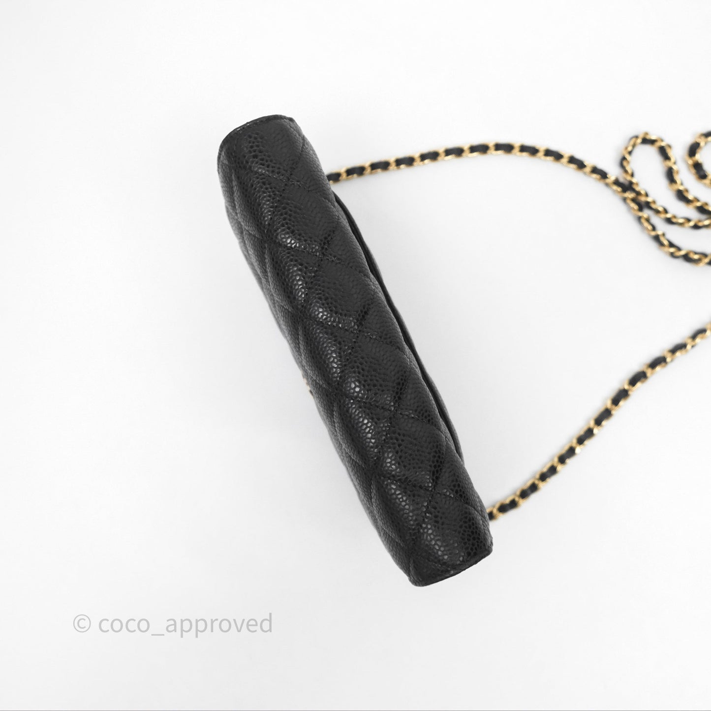 Chanel Classic Quilted Wallet On Chain WOC Black Caviar Gold Hardware