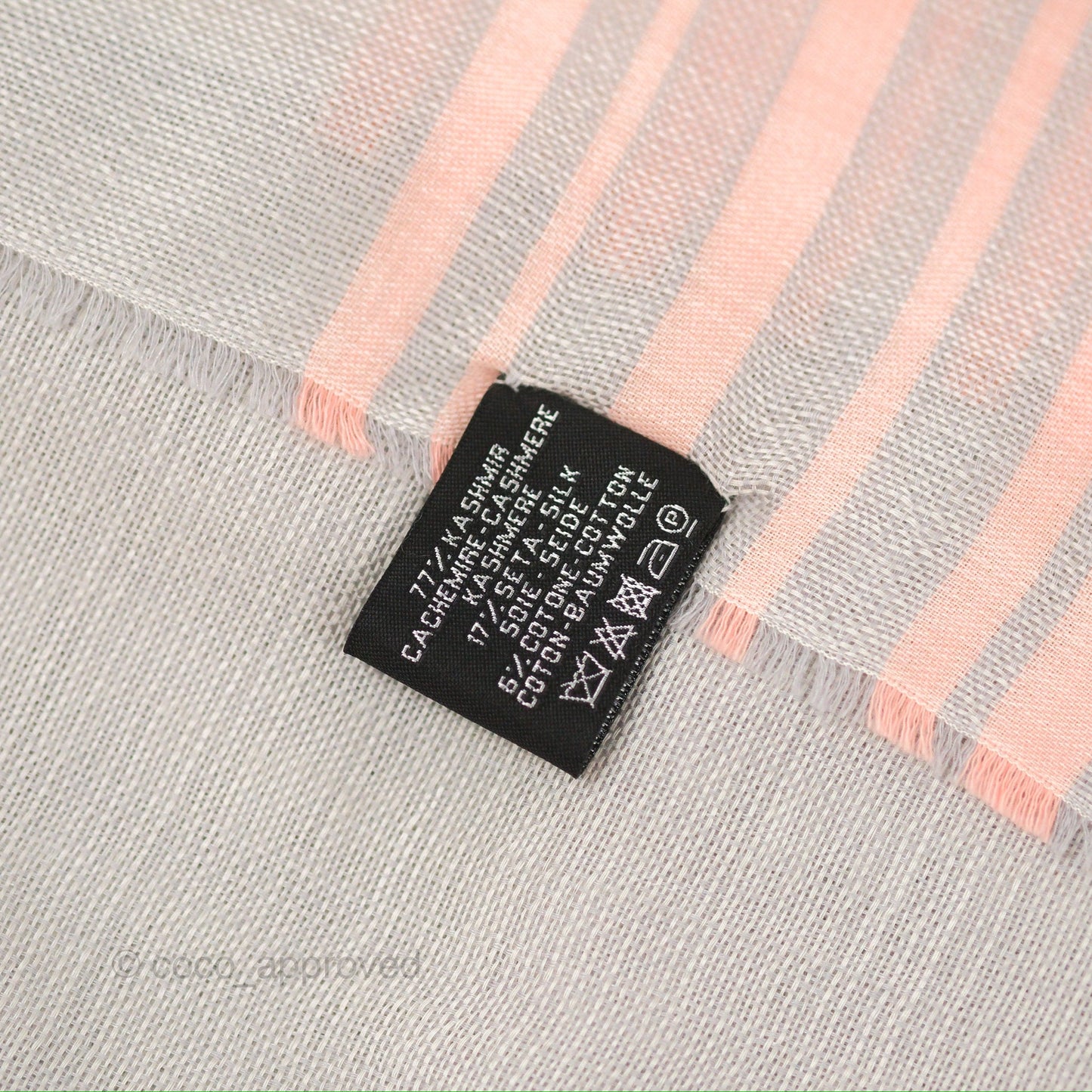 Chanel Silk Cashmere Scarf Cream /Light Grey /Pink