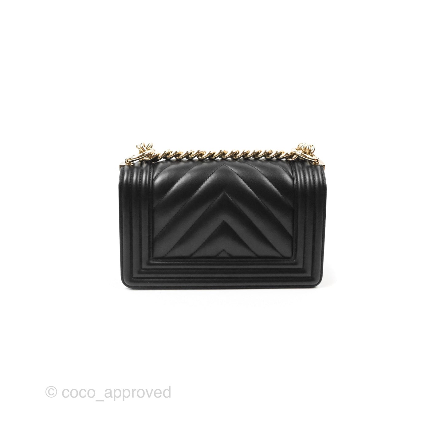 Chanel Small Boy Chevron Black Lambskin Gold Hardware