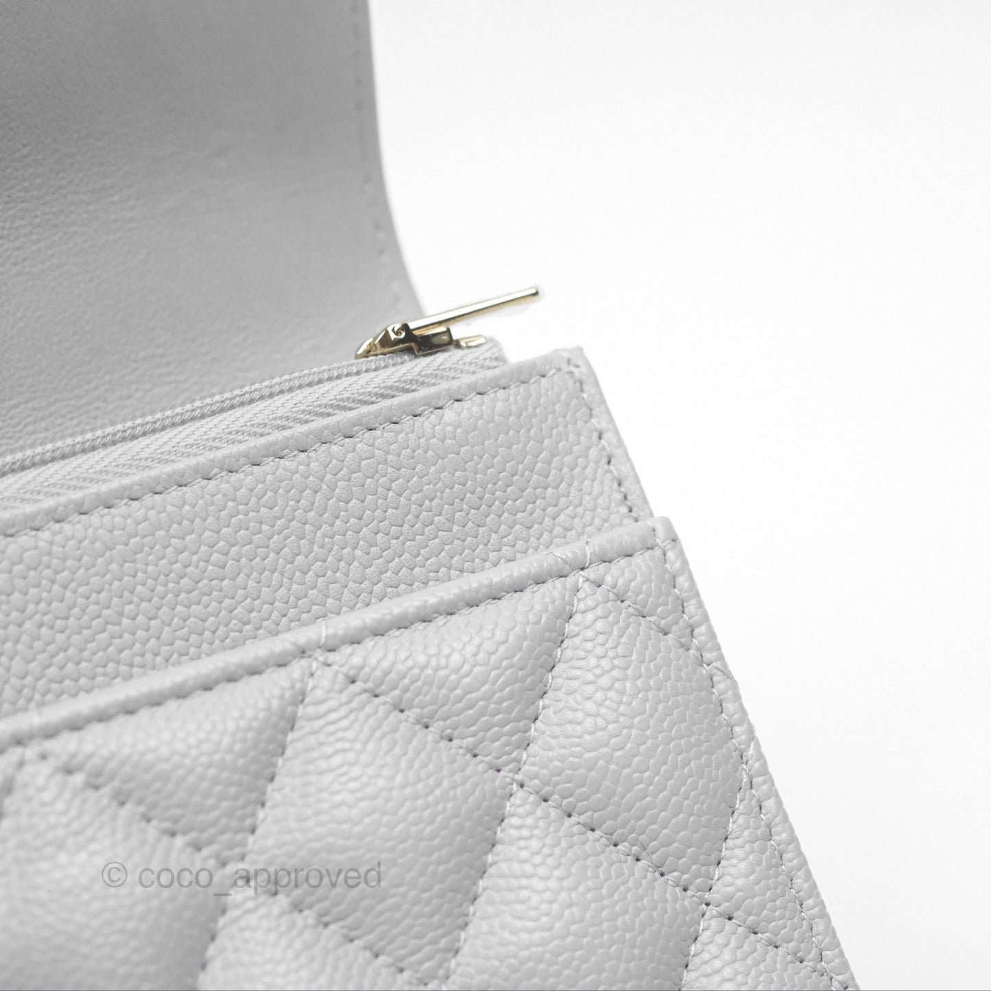 Chanel Heart Adjustable Chain WOC Grey Caviar Aged Gold Hardware