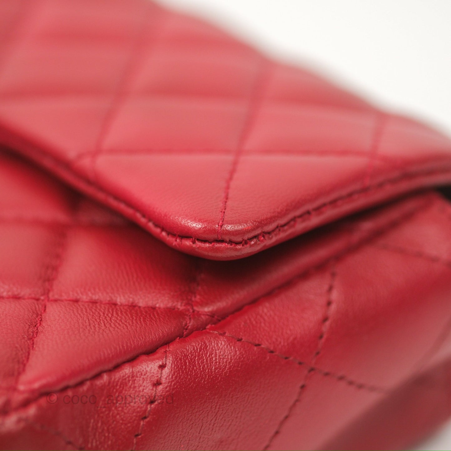 Chanel Quilted Mini Rectangular Flap Red Lambskin Silver Hardware