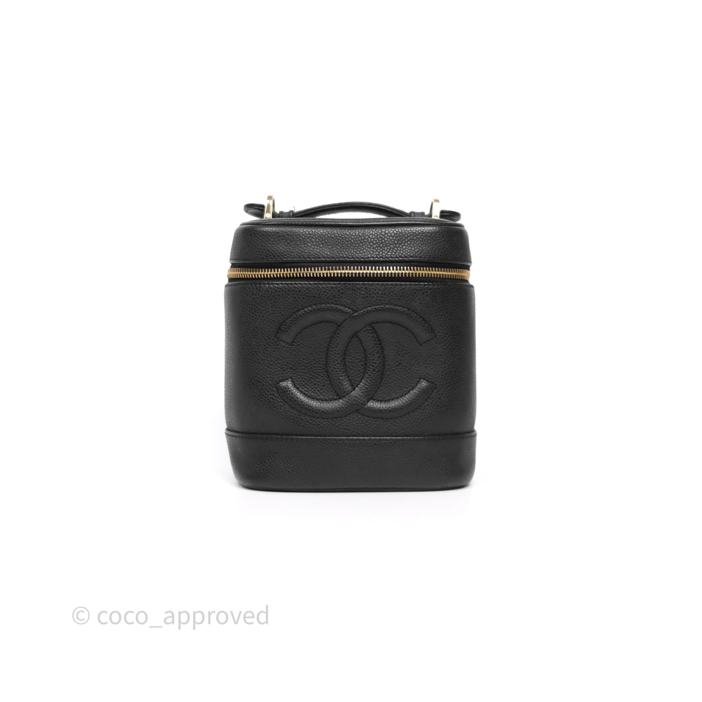 Chanel Vintage Vanity Case Black Caviar Gold Hardware