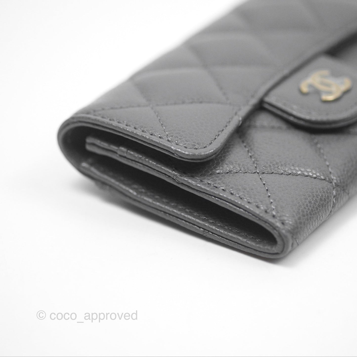Chanel Classic Flap Card Holder Dark Grey Caviar Gold Hardware