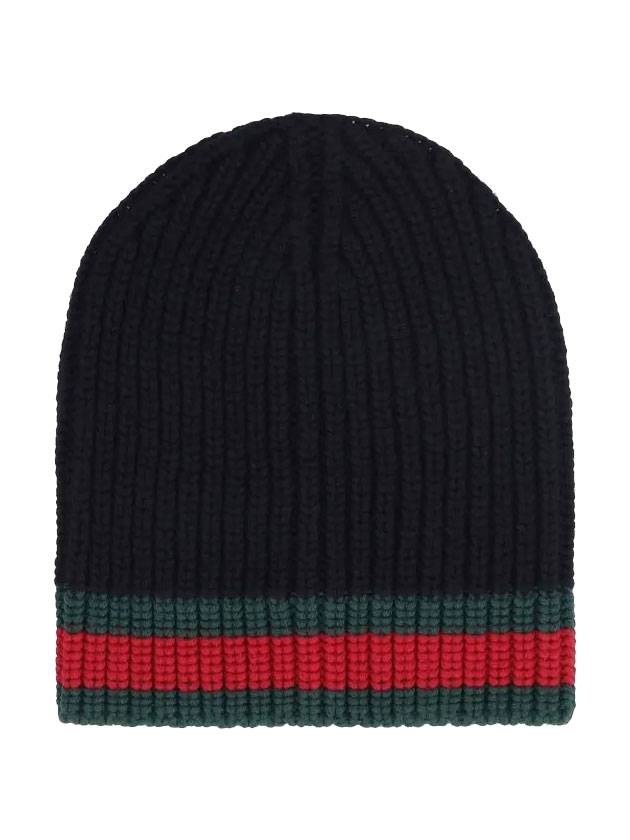 Luxury Gucci Trending 2025 Web Wool Beanie Black