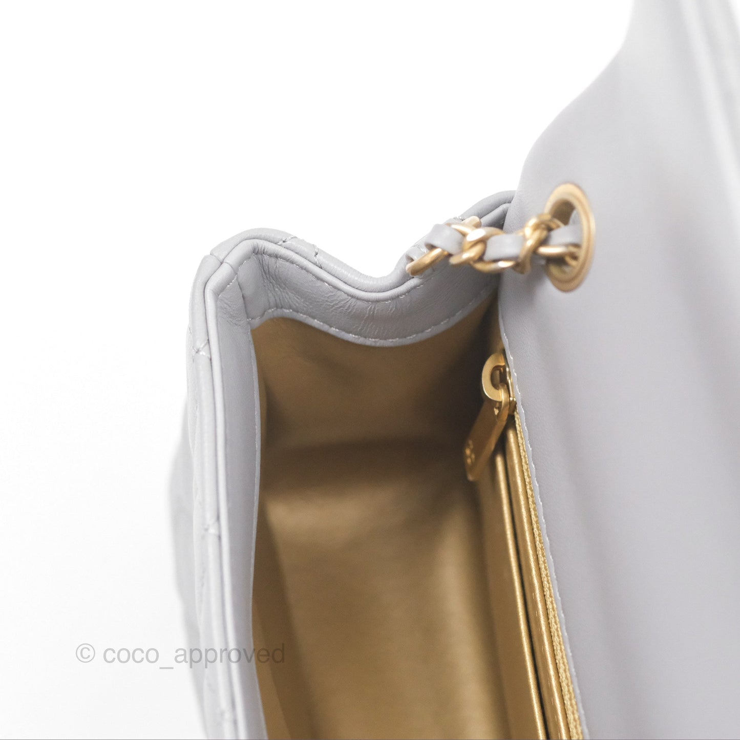 Chanel Mini Rectangular Pearl Crush Grey Lambskin Aged Gold Hardware