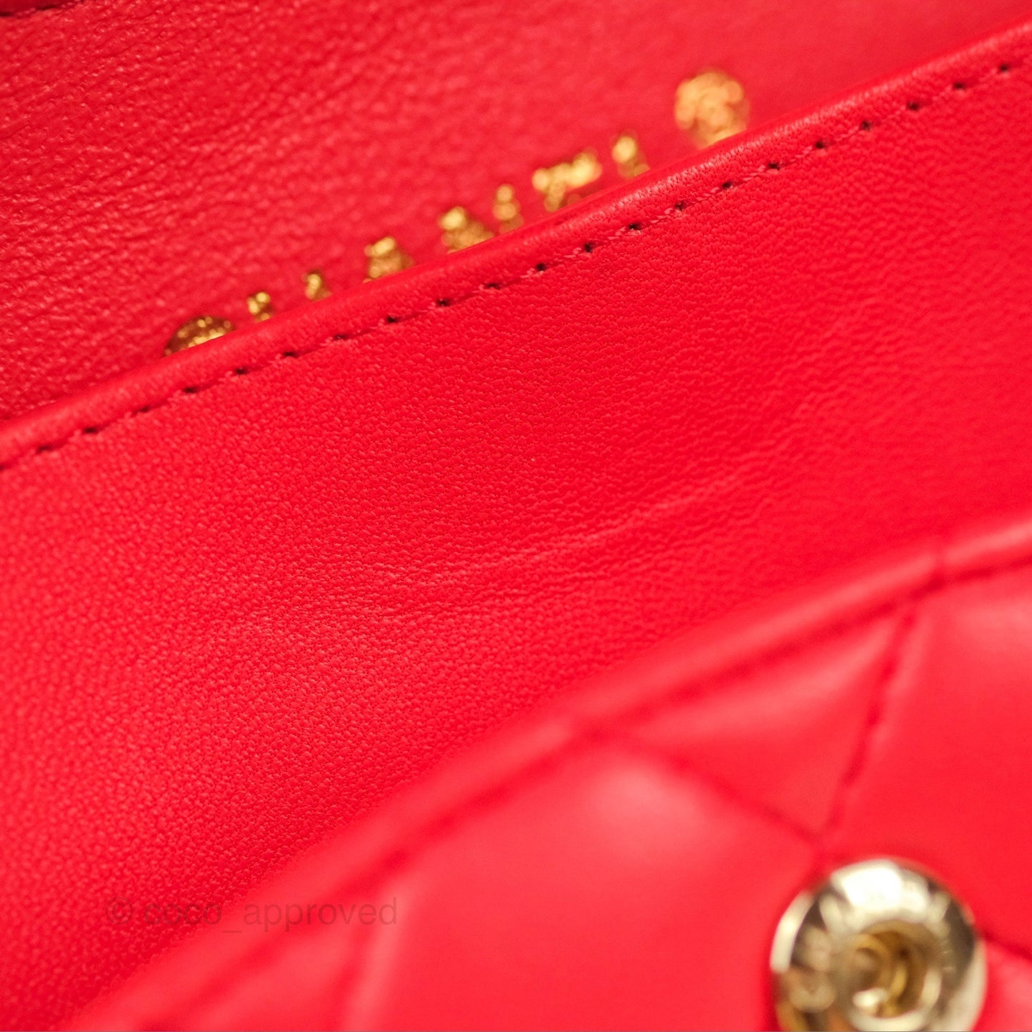 Chanel Classic M/L Medium Flap Quilted Red Lambskin Gold Hardware