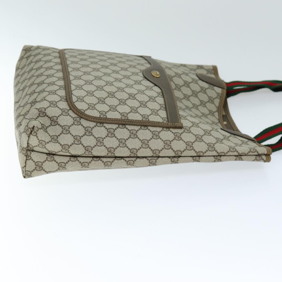 Luxury Gucci Trending 2025 GG Supreme Web Sherry Line Tote Bag PVC Beige Red 39 02 003  73742