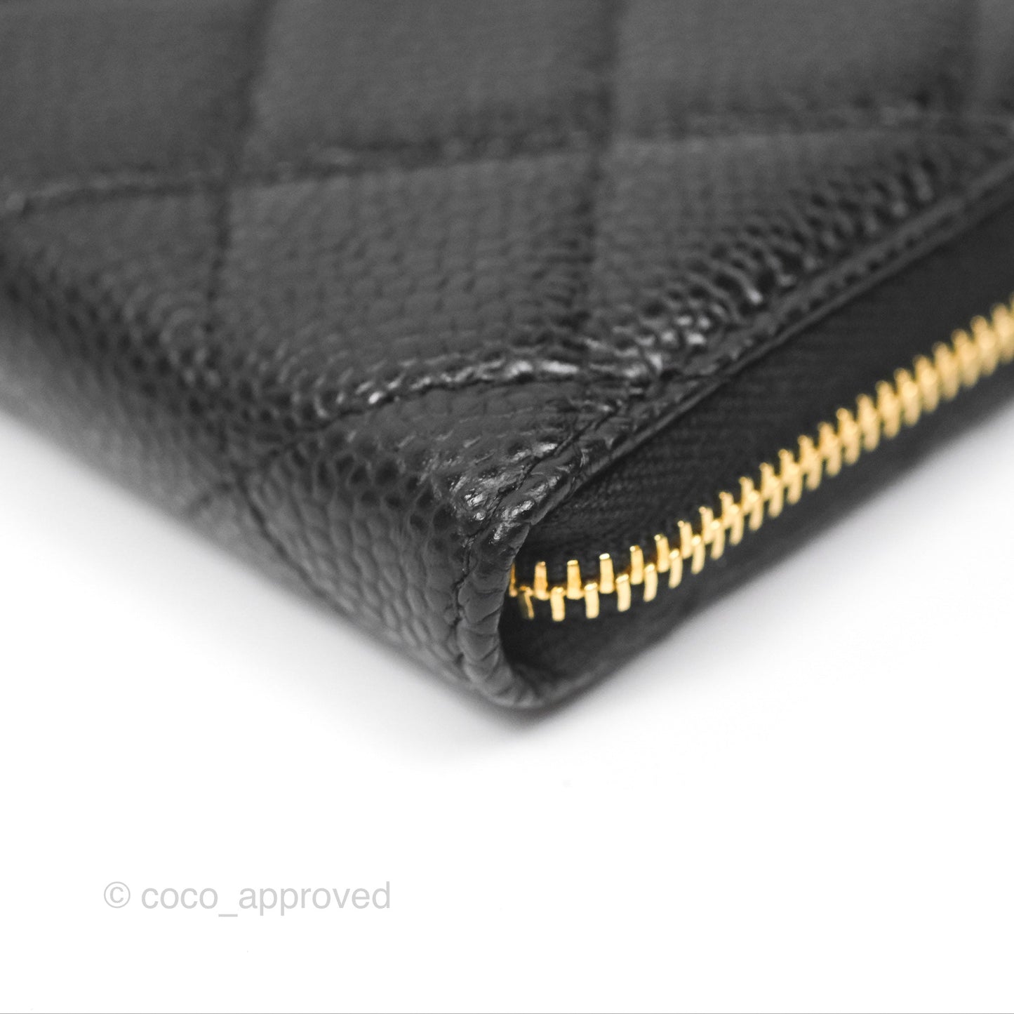 Chanel Quilted Zip Card Holder Black Caviar Gold Hardware