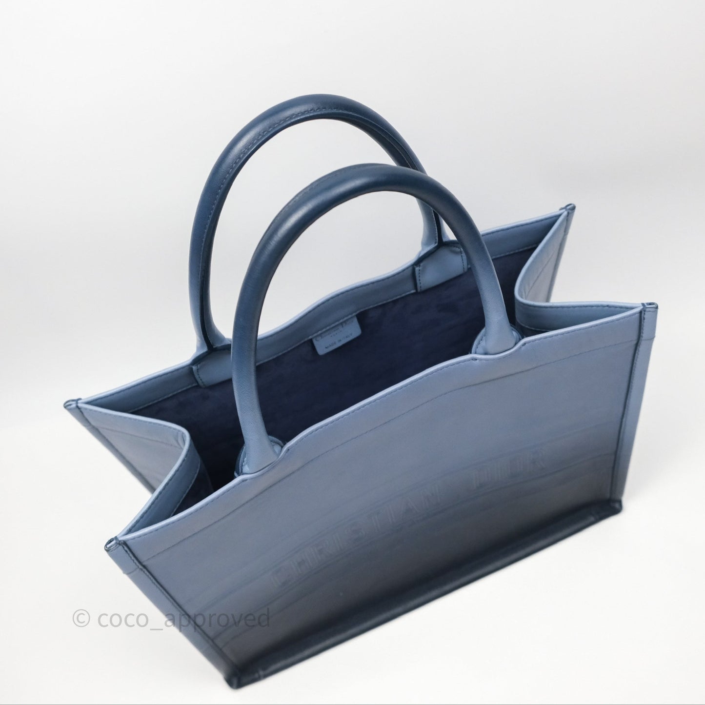 Christian Dior Medium Book Tote Blue Calfskin