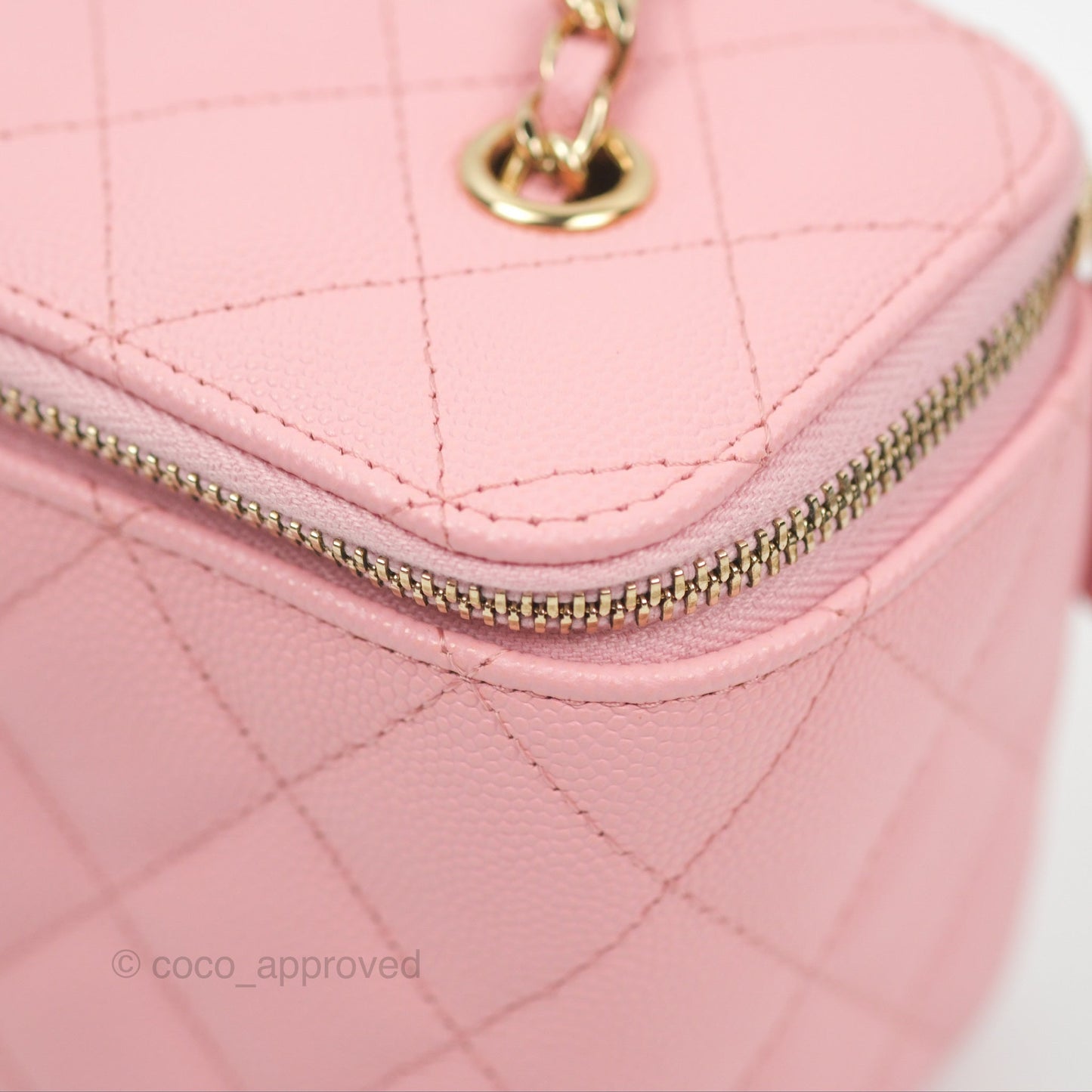 Chanel Classic Vanity With Chain Pink Caviar Gold Hardware