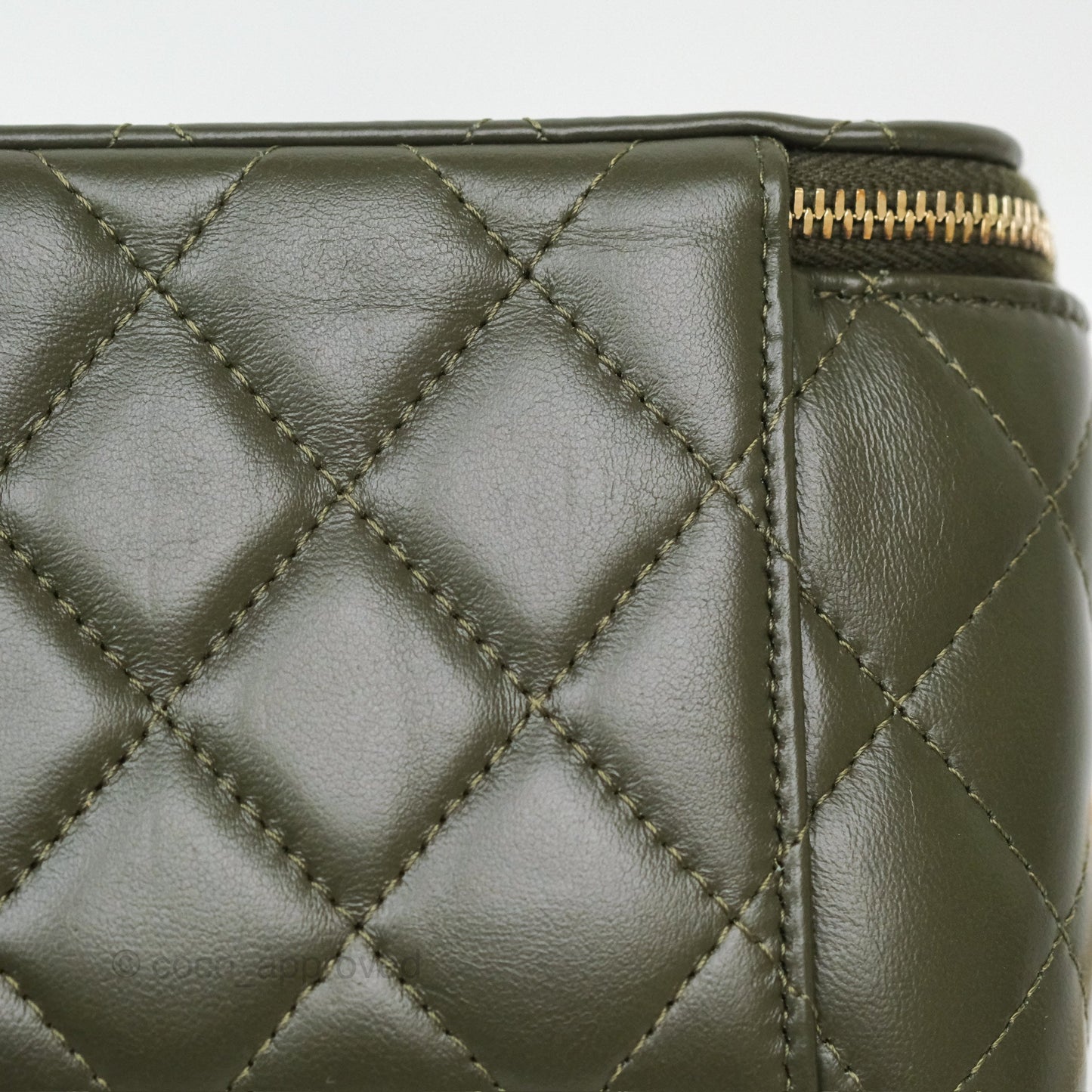 Chanel All Slide Vanity with Adjustable Chain Dark Olive Green Lambskin Aged Gold Hardware