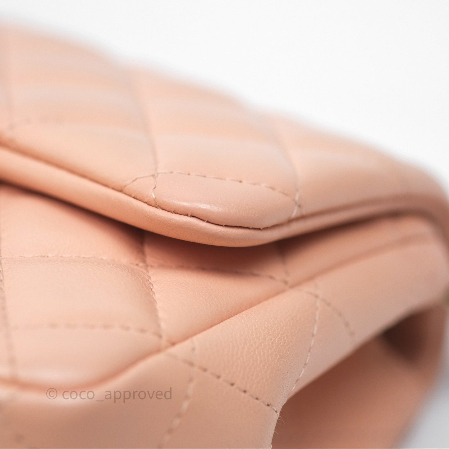 Chanel Mini Square Flap Quilted Beige Pink Lambskin Gold Hardware
