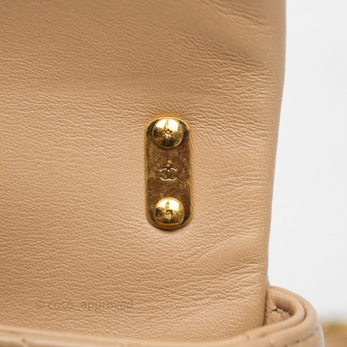 Chanel Mini CC Funky Town Flap Quilted Beige Lambskin Aged Gold Hardware