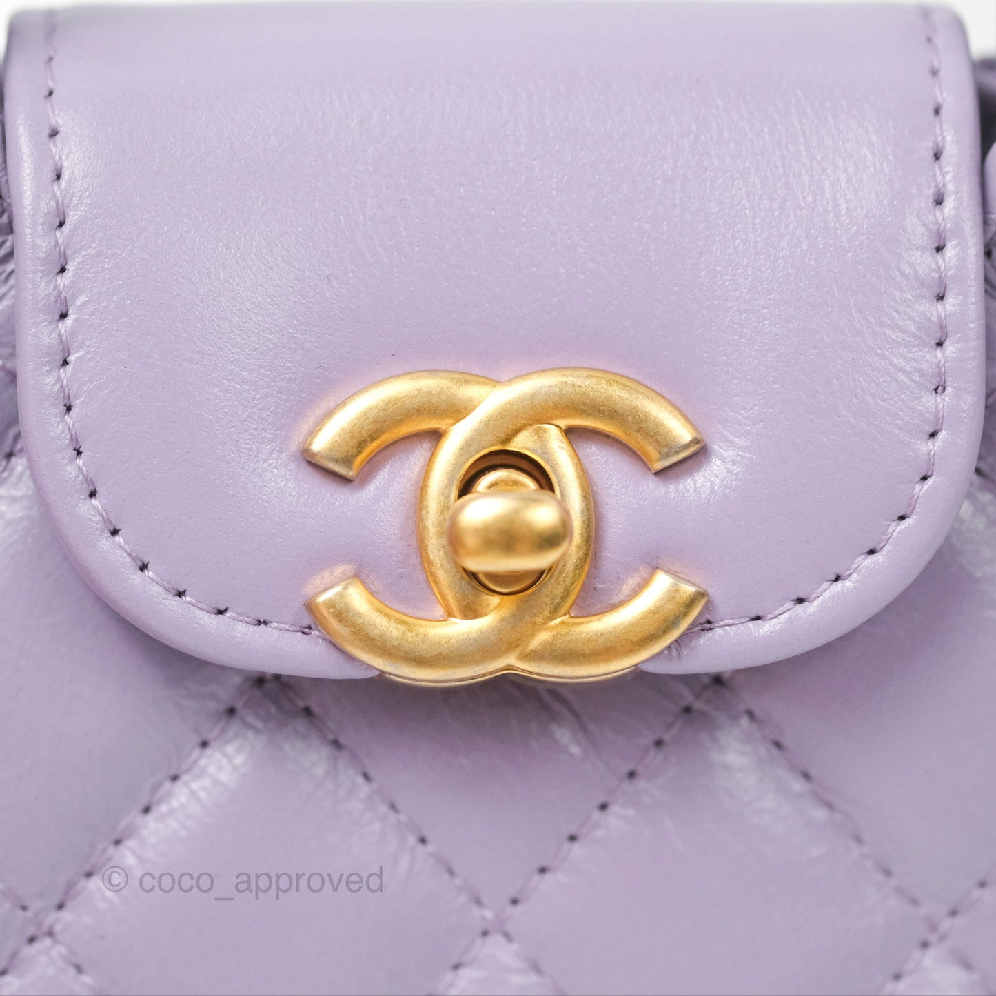 Chanel Mini Nano Kelly Bag Purple Shiny Calfskin Aged Gold Hardware