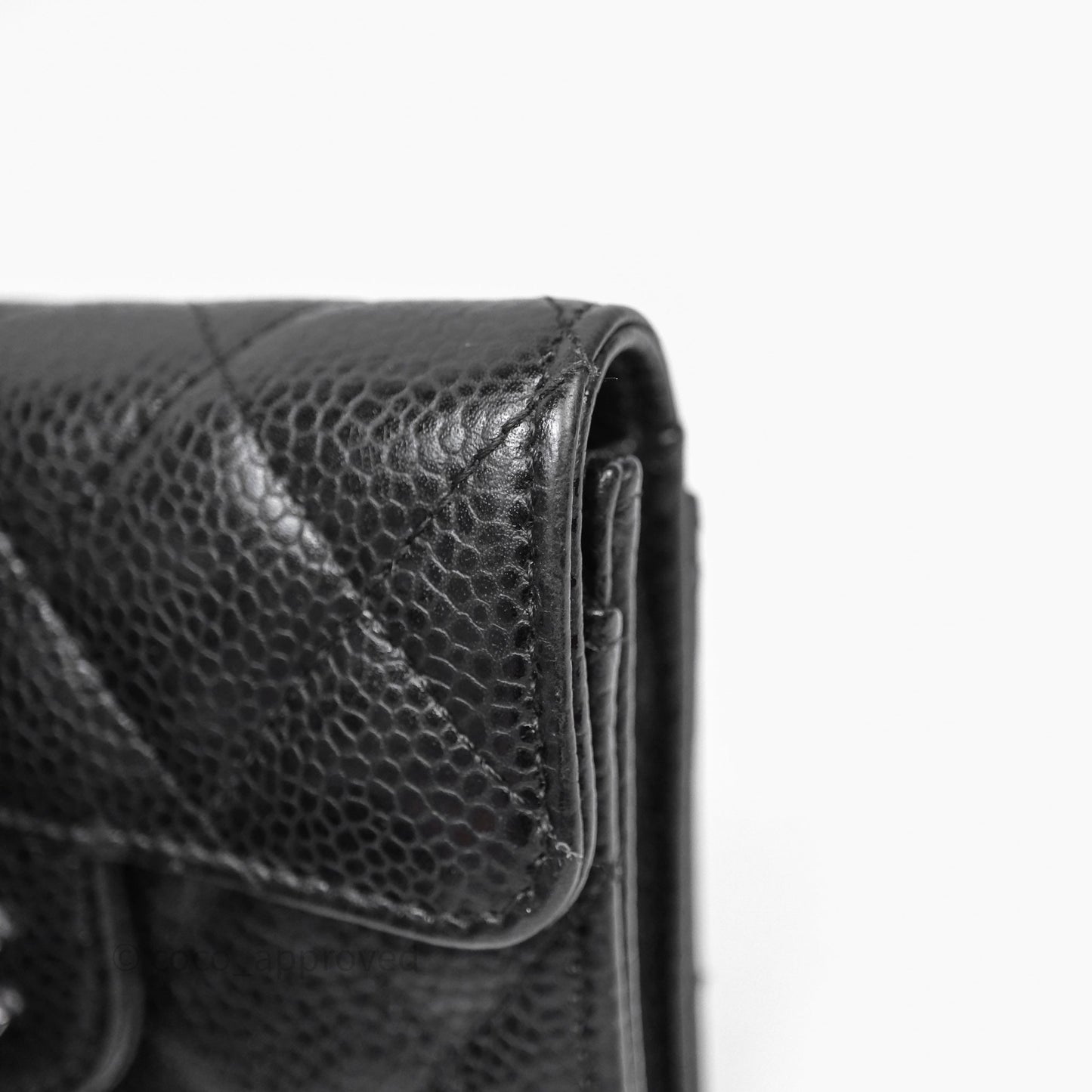 Chanel Quilted Flap Card Holder Black Caviar Silver Hardware