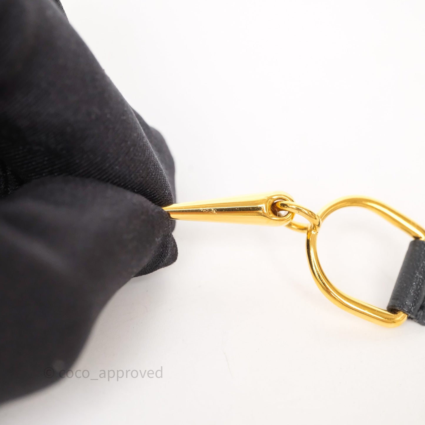 Hermès Heritage Equestre Pendant PM Noir 89 Gold Tone