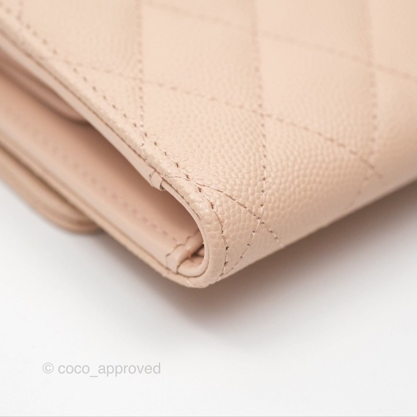 Chanel Classic Short Flap Wallet Beige Pink Caviar Gold Hardware