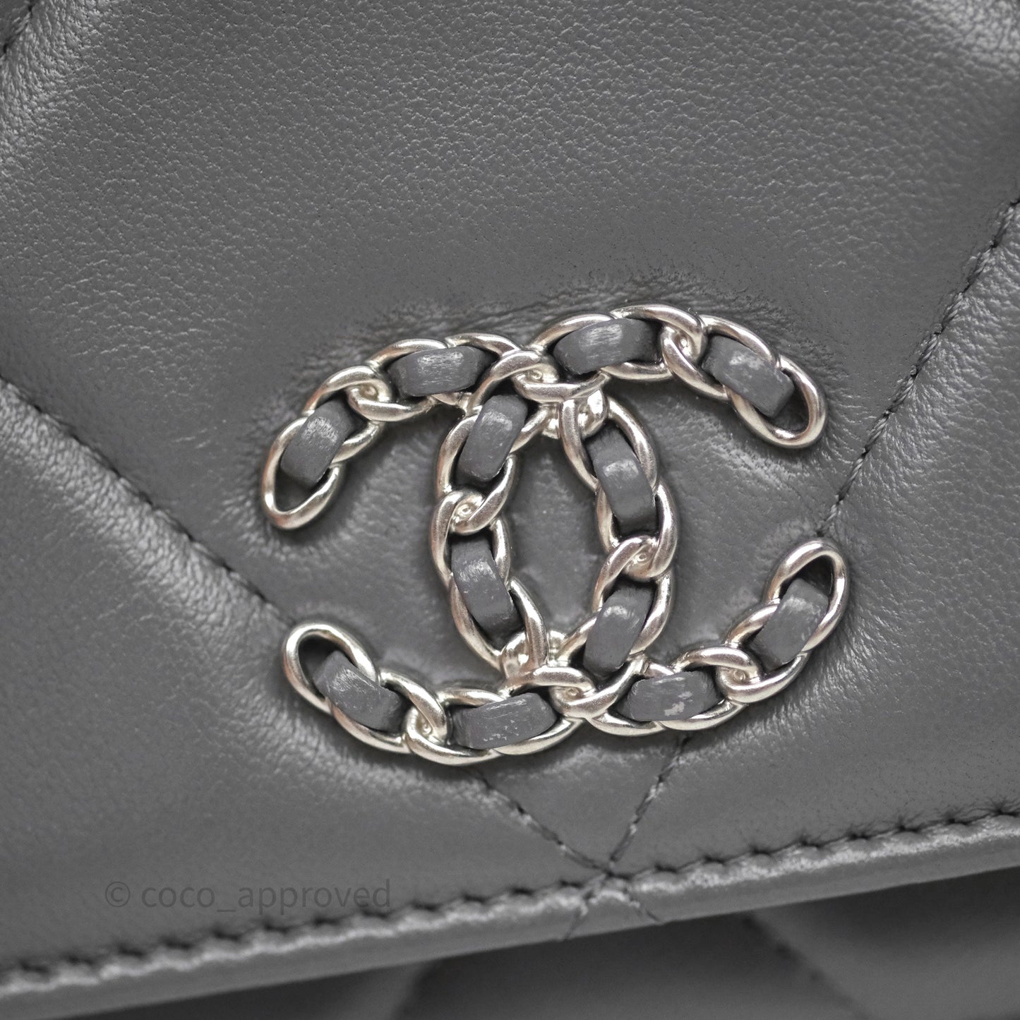 Chanel 19 Wallet on Chain WOC Grey Lambskin Mixed Hardware