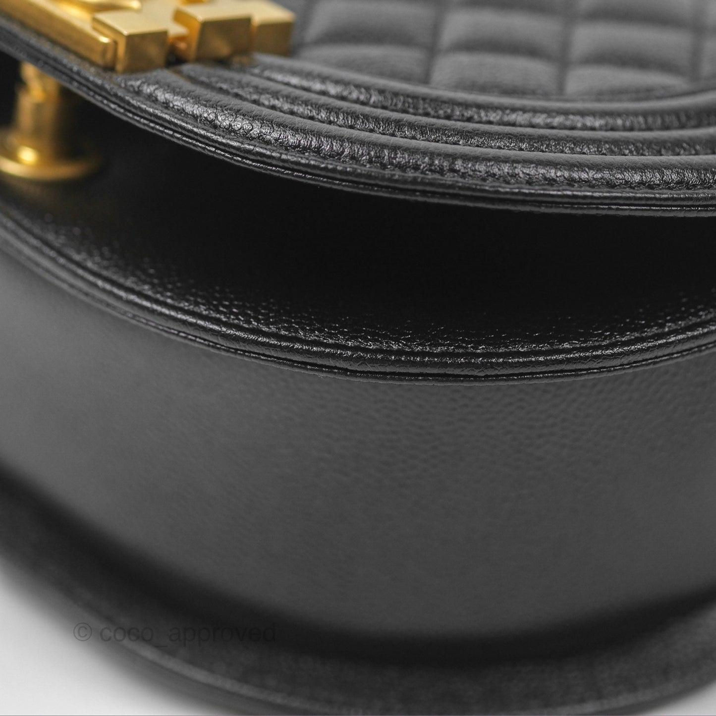 Chanel Boy Messenger Bag Black Caviar Aged Gold Hardware