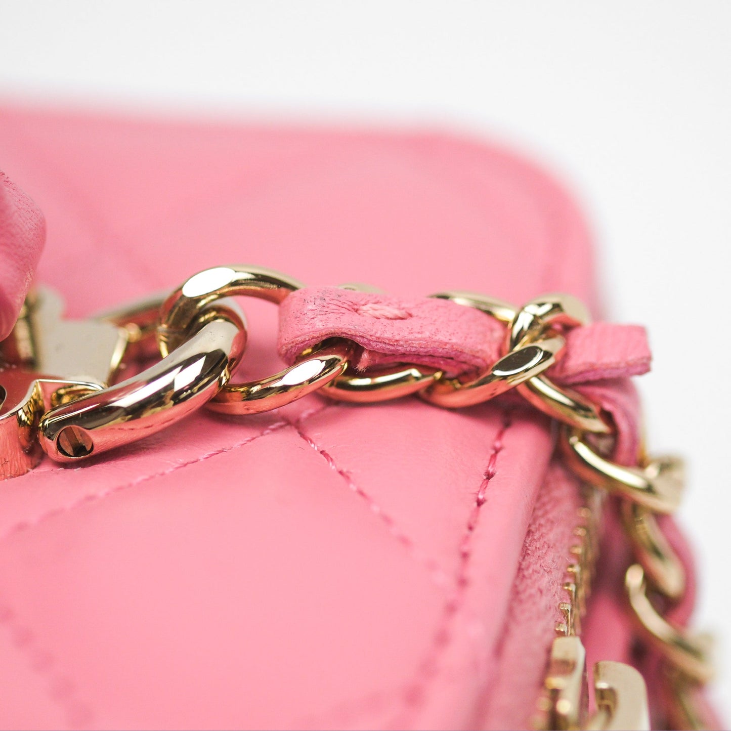 Chanel Vanity Rectangular Top Handle Pink Lambskin Gold Hardware